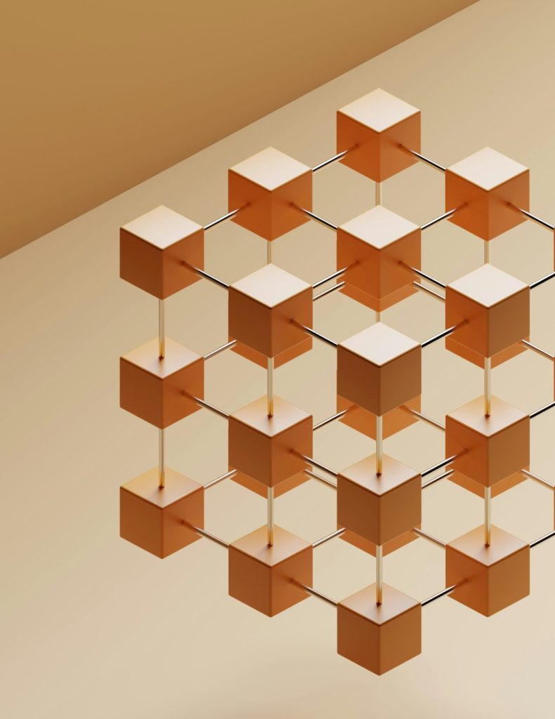 a-group-of-cubes-hanging-from-a-ceiling-mbfygvsdep8